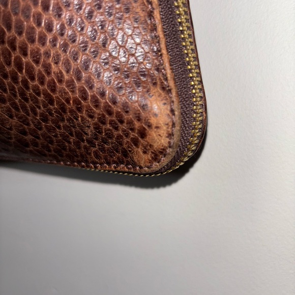 Cole Haan Snake Print Brown Leather Zipper Expandable Adjustable Crossbody Bag - Picture 7 of 15